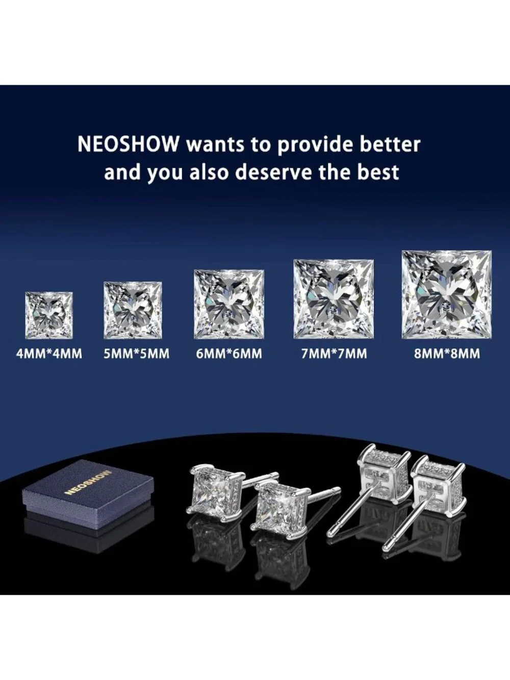 Elegant Princess Cut Cubic Zirconia Stud Earrings for Him & Her - Unisex Jewelry
